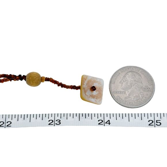 Vintage Mother of Pearl and Wood Double Strand Necklace 24" - Picture 3 of 4